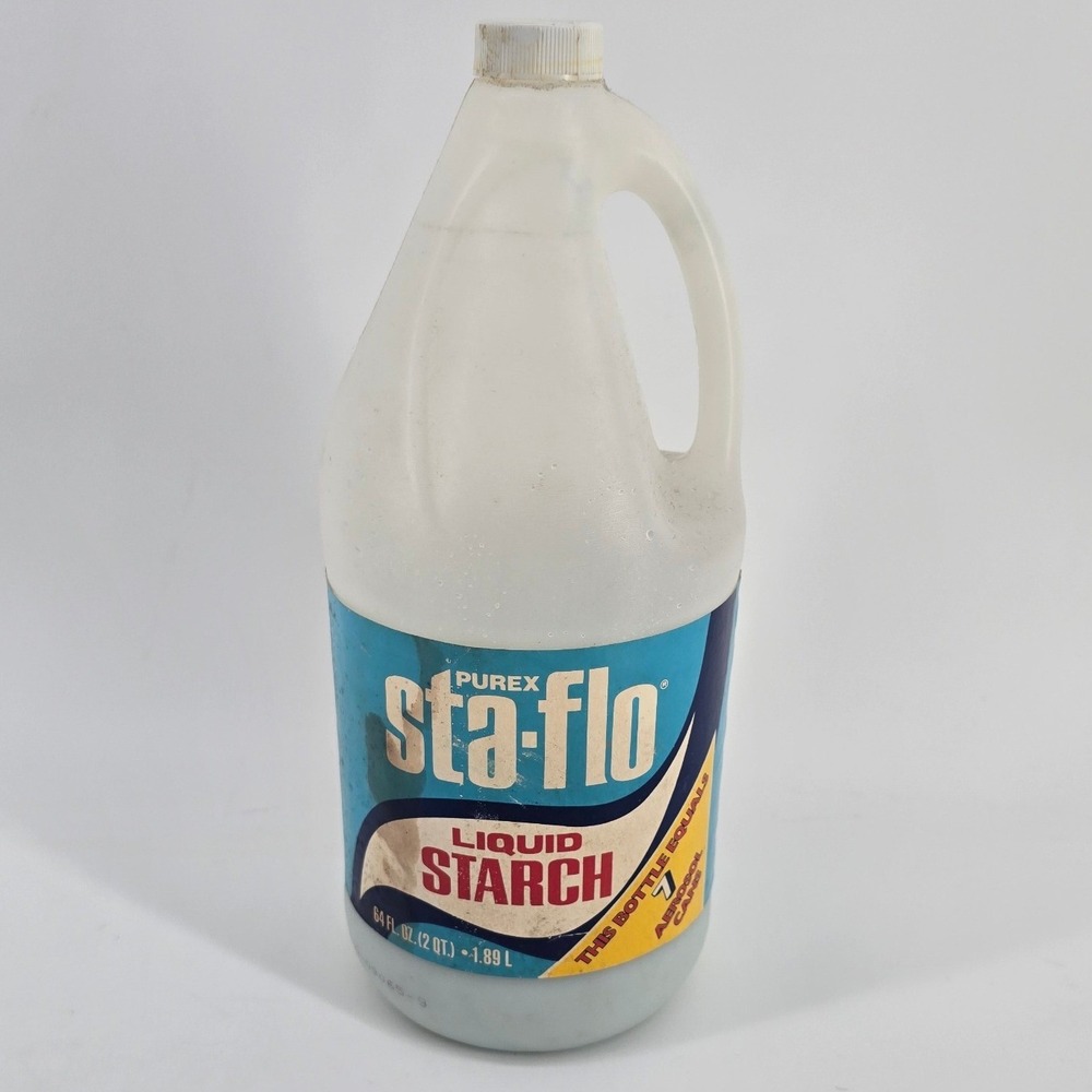 Purex Sta-Flo Liquid Starch 64oz Blue Concentrated Vintage 70s 80s Prop USED